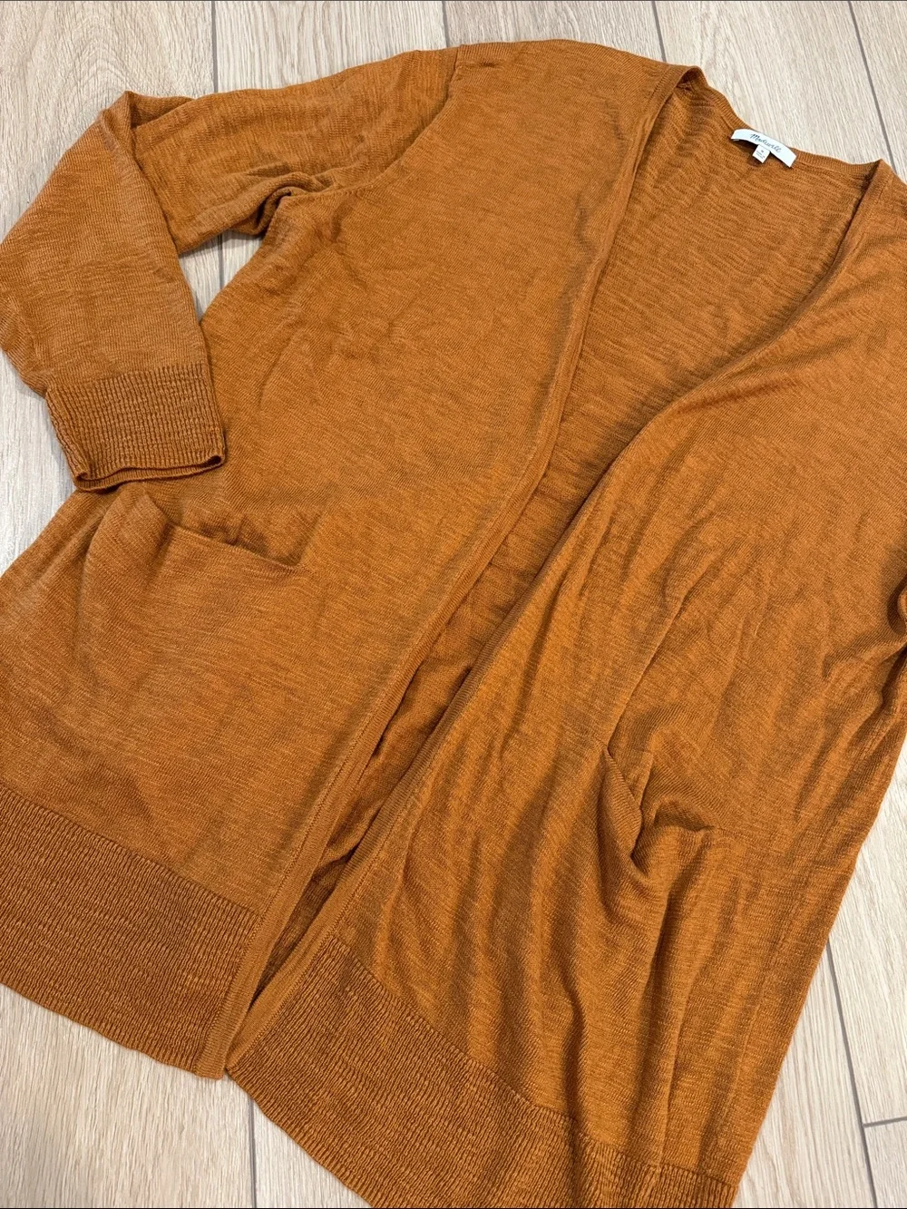 Madewell Burnt Orange Longline Cardigan Sweater Sz M Fall Academia